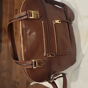 Chloe Black Angie Tote Structured Leather Bag In Cognac